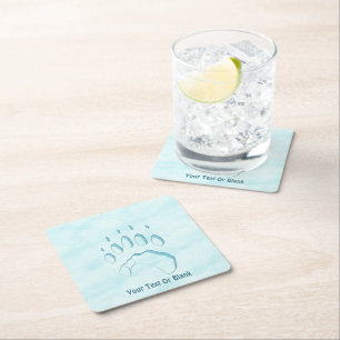 Dessous-de-verre Carré En Papier Empreinte de patte d'ours polaire