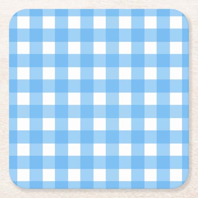 Dessous-de-verre Carré En Papier En vichy bleu ciel (Devant)