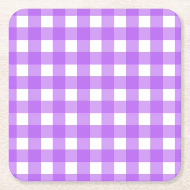 Dessous-de-verre Carré En Papier En vichy violet brillant (Devant)