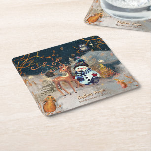 Dessous-de-verre Carré En Papier Enchanted Winter Wonderland Snowmand & Deer