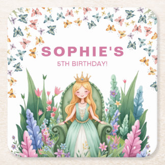 Dessous-de-verre Carré En Papier Enchanted Woodland Fairy Princess Anniversaire