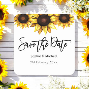 Dessous-de-verre Carré En Papier Enregistrer le Mariage de tournesol Date