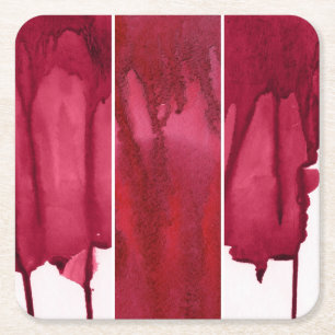 Dessous-de-verre Carré En Papier Ensemble d'abrégé sur rouge aquarelle peint à l