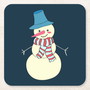 Dessous-de-verre Carré En Papier Ensemble de Dessous de verre de Noël de Snowman tr