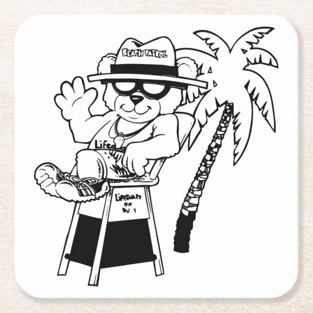 Dessous-de-verre Carré En Papier Ensemble de Dessous de verre de patrouille de plag (Devant)
