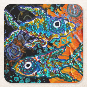 Dessous-de-verre Carré En Papier Ensemble de Dessous de verre de poisson