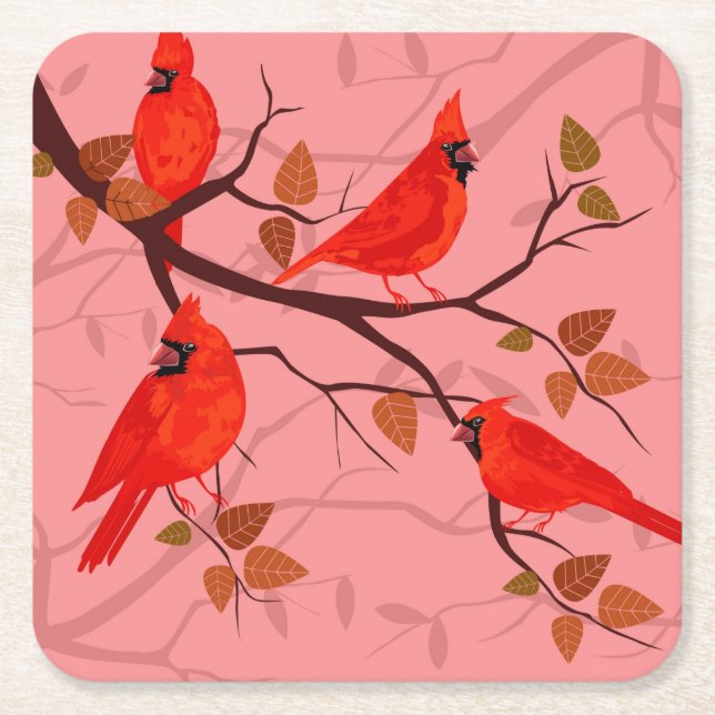 Dessous-de-verre Carré En Papier Ensemble de dessous de verre Oiseaux Abstraits Bea (Devant)