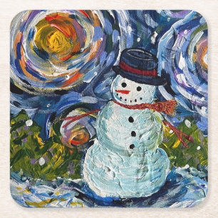 Dessous-de-verre Carré En Papier Ensemble de Dessous de verre Snowman