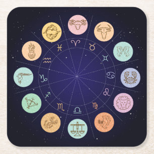 Dessous-de-verre Carré En Papier Ensemble de Dessous de verre Zodiac très Cool