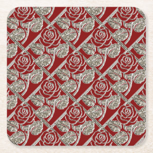 Dessous-de-verre Carré En Papier Ensemble Rose-3-Rouge Argent-Dessous de verre