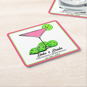 Dessous-de-verre Carré En Papier Enterrement de vie de jeune fille Pickleball Dinks