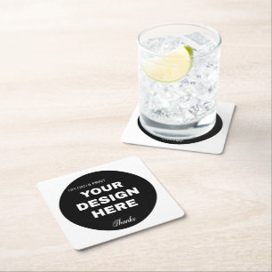 Dessous-de-verre Carré En Papier entreprise, logo, code QR, site web, votre logo ic