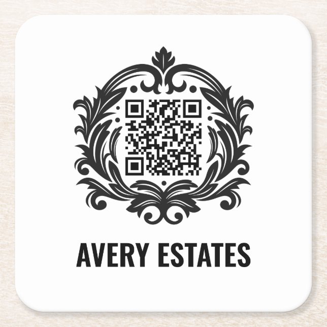 Dessous-de-verre Carré En Papier Entreprise personnalisée | Code QR (Devant)
