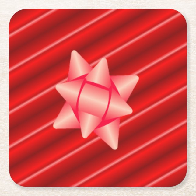 Dessous-de-verre Carré En Papier Enveloppement rouge de Noël avec cabot (Devant)