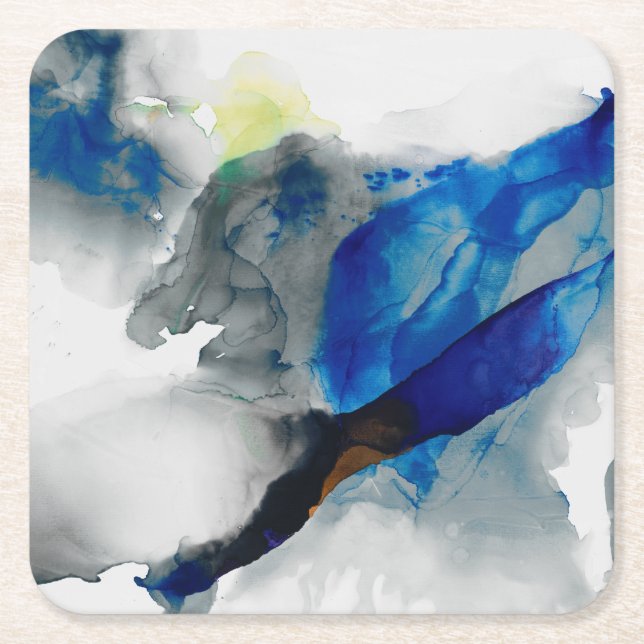 Dessous-de-verre Carré En Papier Ephéméral - Bleu et gris (Devant)