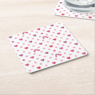 Dessous-de-verre Carré En Papier Eric Carle   Valentine Heart Polka Dot Motif