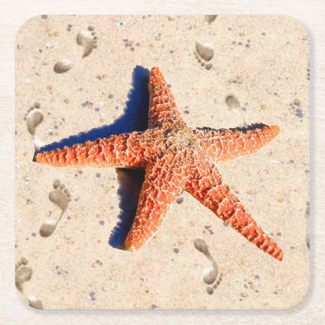 Dessous-de-verre Carré En Papier Estarfish dans le sable (Devant)