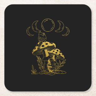 Dessous-de-verre Carré En Papier esthétique Goblincore et Cottagecore Champignon Cr
