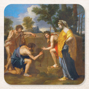 Dessous-de-verre Carré En Papier Et dans Arcadia ego, Poussin, 1637-1638