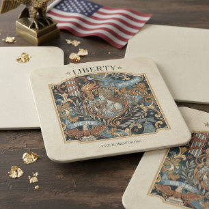 Dessous-de-verre Carré En Papier États-Unis 250 Liberté Art Nouveau Motif Bordure I