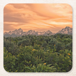 Dessous-de-verre Carré En Papier États-Unis, Wyoming, Parc national de Grand Teton