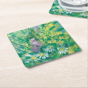 Dessous-de-verre Carré En Papier Été Fleur de prairie Fleur sauvage Fleurs de prair