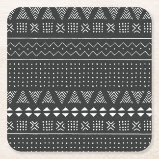 Dessous-de-verre Carré En Papier Ethnie tribale : motif noir blanc.