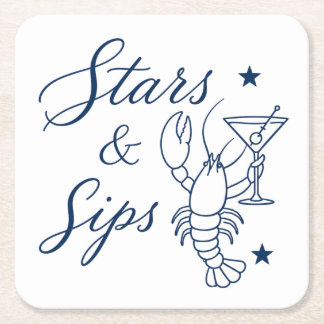 Dessous-de-verre Carré En Papier Étoiles & Gorgées Amérique 250 Homard Été Côté Mer