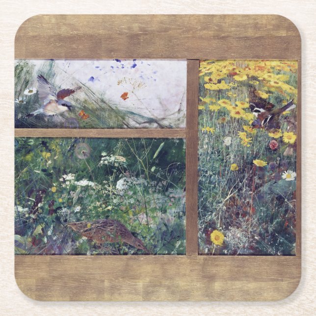 Dessous-de-verre Carré En Papier Études d'oiseaux, Bruno Liljefors (Devant)