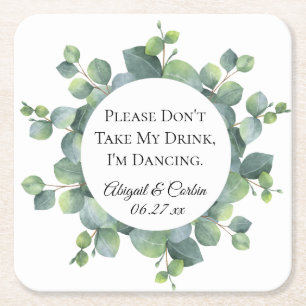 Dessous-de-verre Carré En Papier Eucalyptus Foliage Mariage personnalisé