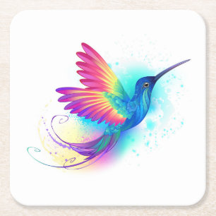 Dessous-de-verre Carré En Papier Exotic Rainbow Hummingbird