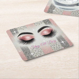 Dessous-de-verre Carré En Papier Eyelashes de Parties scintillant rose Glam