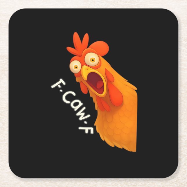 Dessous-de-verre Carré En Papier F-Caw-F Chicken Retro Classic (Devant)