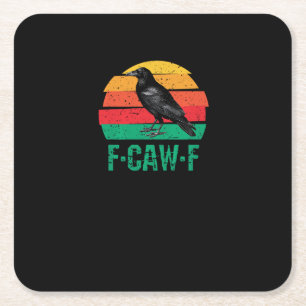 Dessous-de-verre Carré En Papier F-Caw-F Corbeau Oiseau Rétro Coucher de soleil Vin
