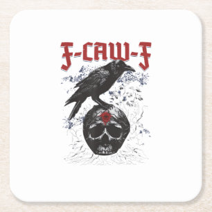 Dessous-de-verre Carré En Papier F-Caw-F Drôle de Halloween Corbeau Gothique Humour
