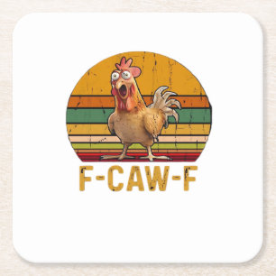 Dessous-de-verre Carré En Papier F-Caw-F Humour de poulet essentiel minimaliste pro