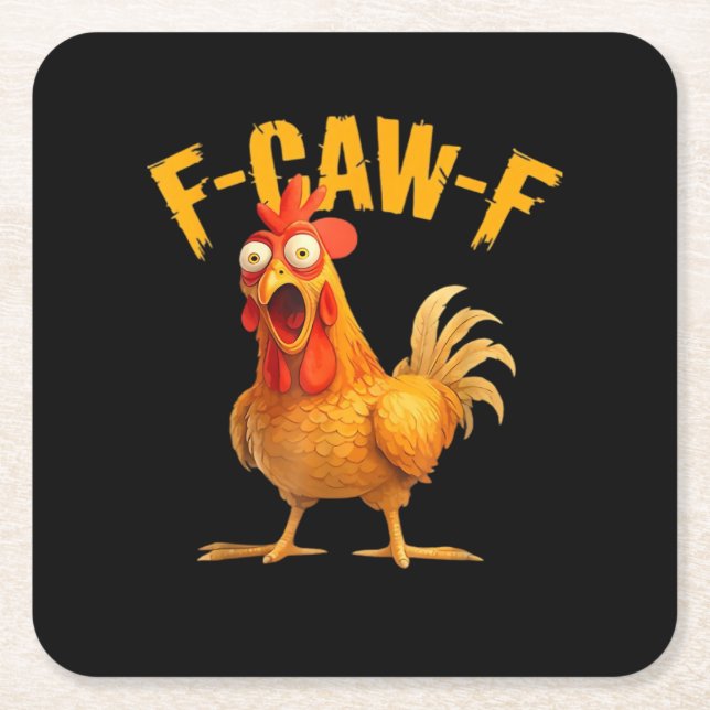 Dessous-de-verre Carré En Papier F-Caw-F Poulet Classique Style Rétro (Devant)