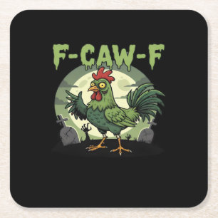 Dessous-de-verre Carré En Papier F Caw F Poulet Drôle Halloween Vintage Classique