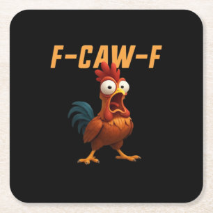 Dessous-de-verre Carré En Papier F-Caw-F Poulet Drôle Poulet F-Caw-F Équipement Rét