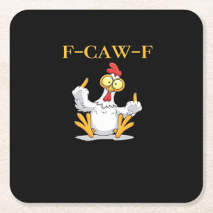 Dessous-de-verre Carré En Papier F-Caw-F Poulet Drôle Rétro Classique