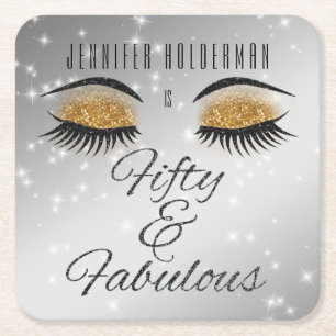 Dessous-de-verre Carré En Papier Fabuleux 50 Black Gold Glam Eyes Dessous de verre 