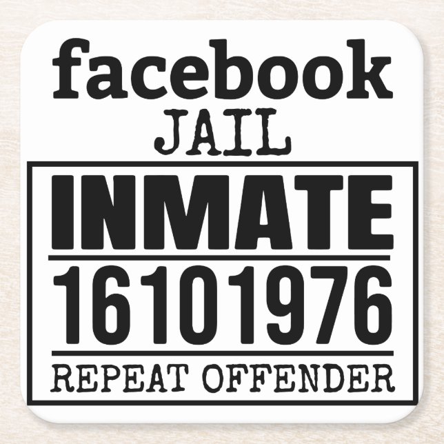 Dessous-de-verre Carré En Papier Facebook Prisonnier récidiviste (Devant)