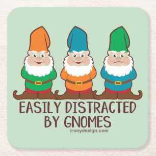 Dessous-de-verre Carré En Papier Facilement distrait par des gnomes