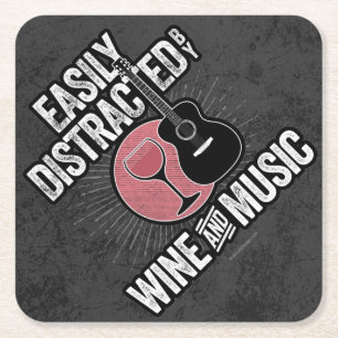 Dessous-de-verre Carré En Papier Facilement distrait par le vin et la musique