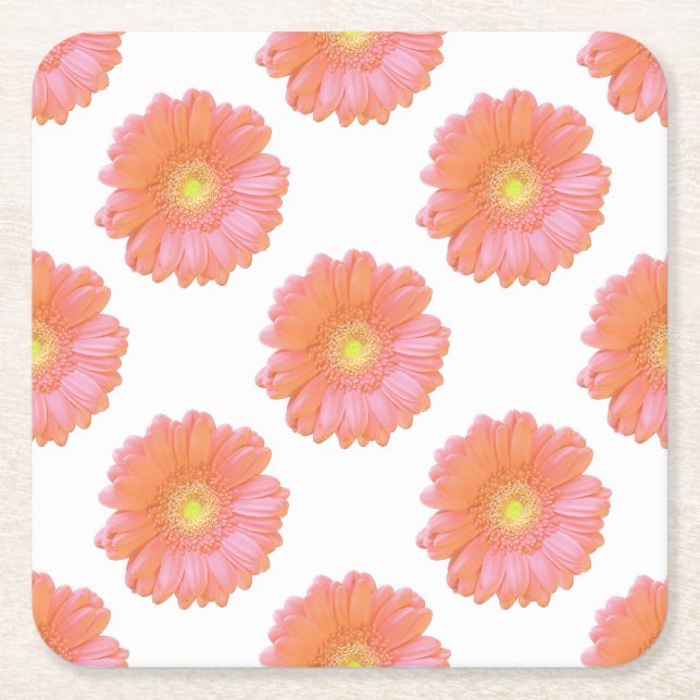 Dessous-de-verre Carré En Papier Faisée de gerbera orange (Devant)