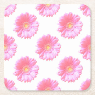 Dessous-de-verre Carré En Papier Faisée de gerbera rose pâle