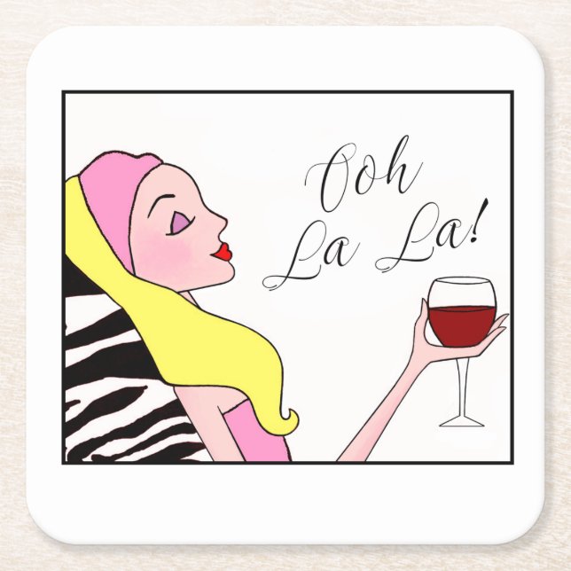 Dessous-de-verre Carré En Papier "Faites du Diva Time, Mesdames !" (Devant)