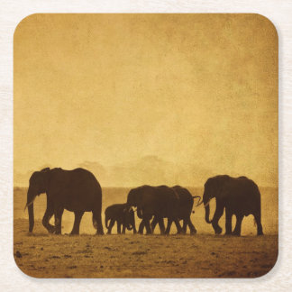 Dessous-de-verre Carré En Papier Famille d'éléphant
