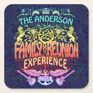 Dessous-de-verre Carré En Papier Famille Retro Band les années 70 Concert Logo Neo