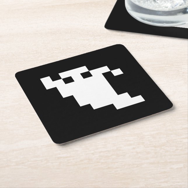 Dessous-de-verre Carré En Papier Fantôme à 8 bits pour pixels (Incliné)